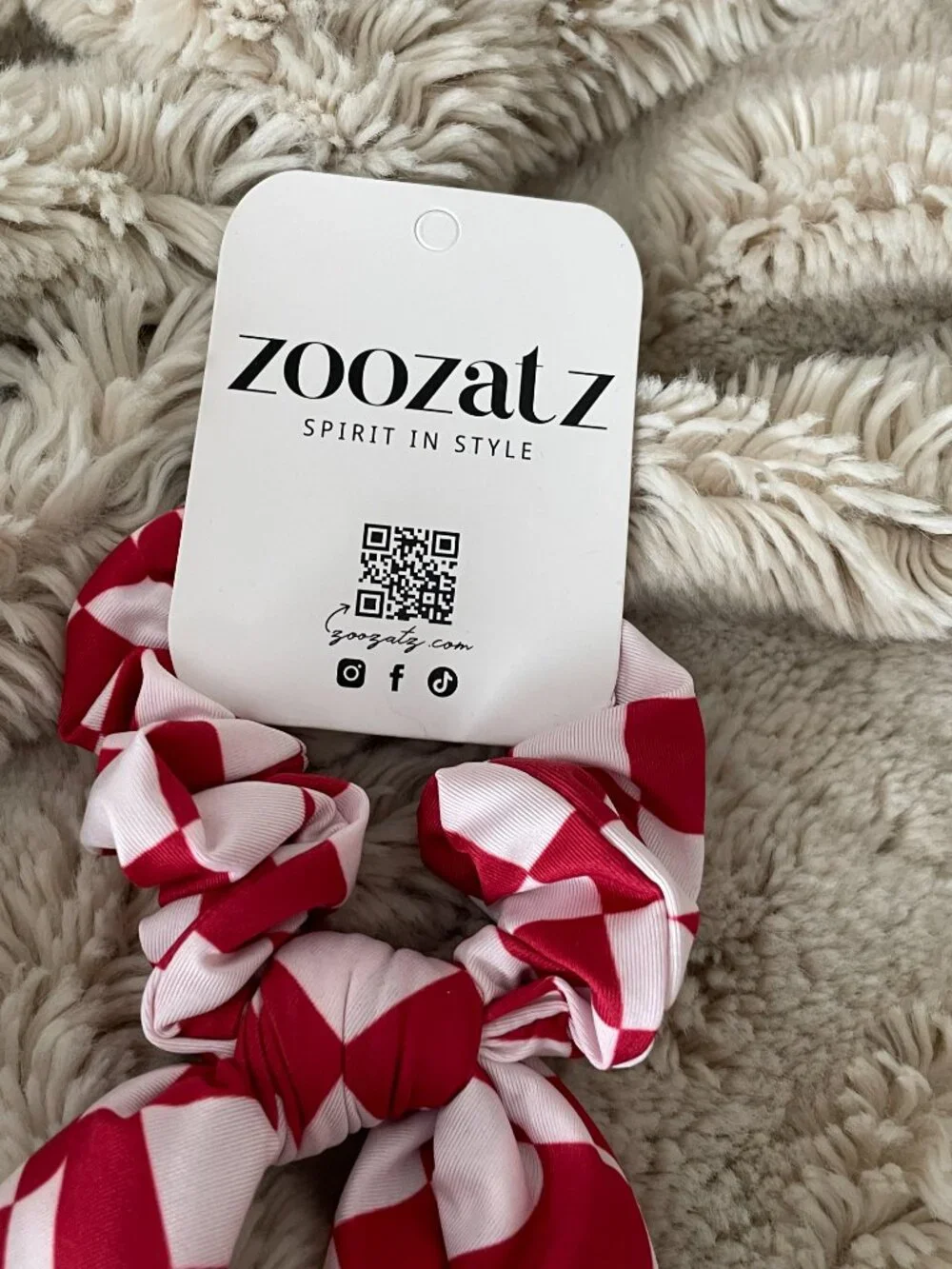 ZooZatz Oklahoma Sooners Checkered Scrunchie Scarf-NWT